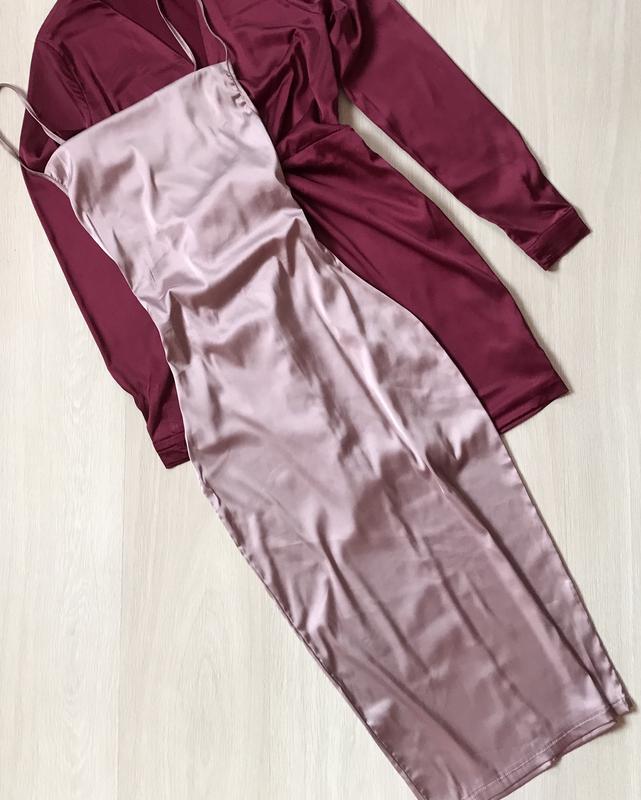 Атласное/сатиновое пыльно-розовое платье-миди с открытой спиной/переплетами, цена - 280 грн, #47369741, купить по доступной цене | Украина - Шафа