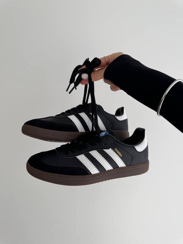 Женские кроссовки адидас самба чёрно-белые премиум / adidas samba ...