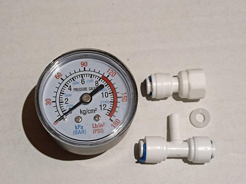 Манометр фильтра воды обратного осмоса с фитингами трубка 1/4"6,35мм в ...