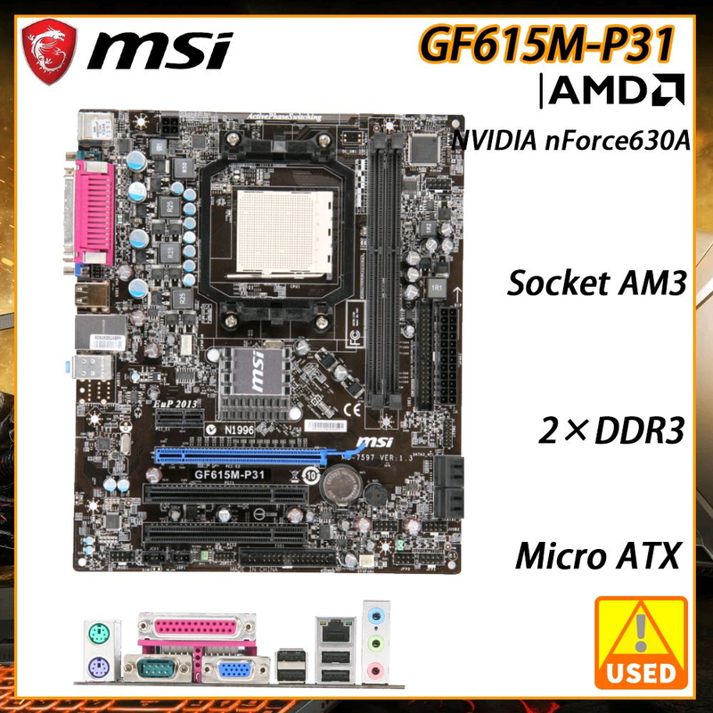 Материнская плата msi gf615m-p33 v2 (sam3 — ціна 599 грн у