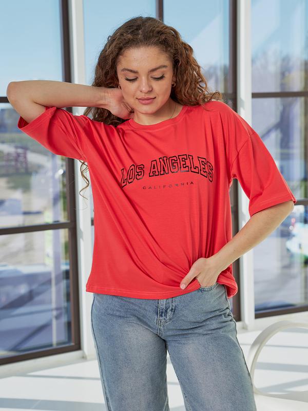 Футболка женская хлопковая натуральная, с принтом - надписью los ...