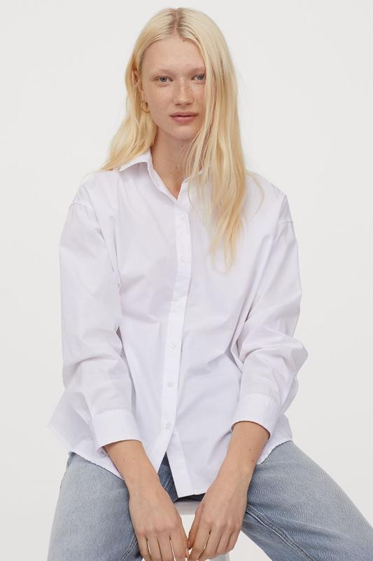 Хлопковая прямая белая рубашка, бренд h&m! оригинал, из португалии! — цена  849 грн в каталоге Рубашки ✓ Купить женские вещи по доступной цене на Шафе  | Украина #48291414
