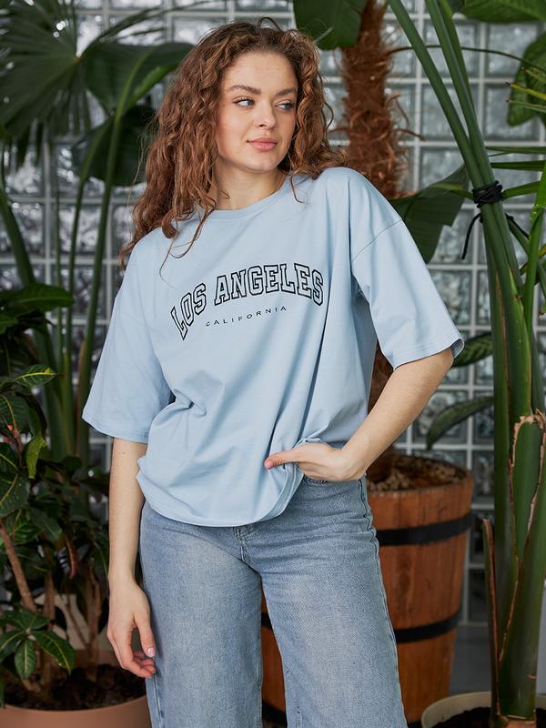 Футболка женская хлопковая натуральная, с принтом - надписью los ...