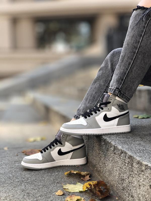 nike air jordan 1 grey and white