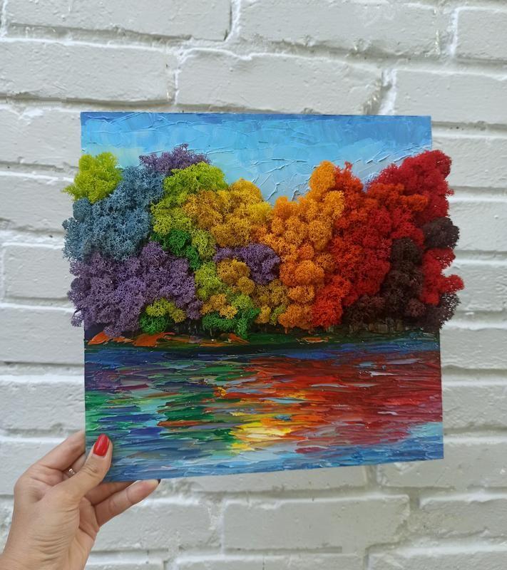 Картина из мха. пейзаж масляными красками — цена 1200 грн в каталоге ...