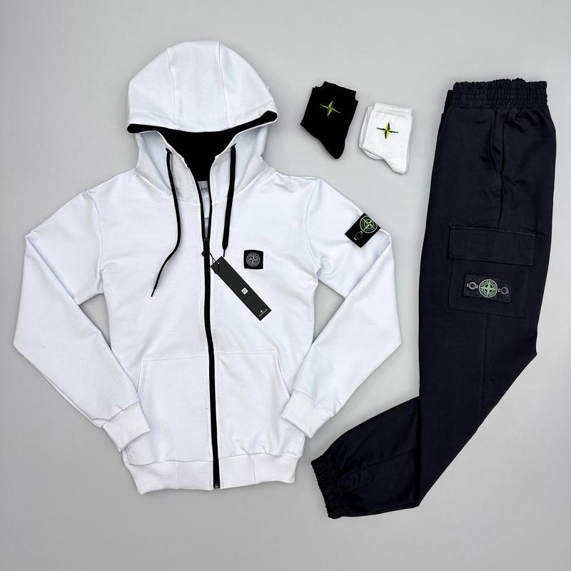 Mens white stone island hoodie hotsell