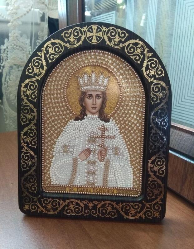 Икона св. влмцы екатерины вышитая бисером — цена 700 грн в каталоге ...