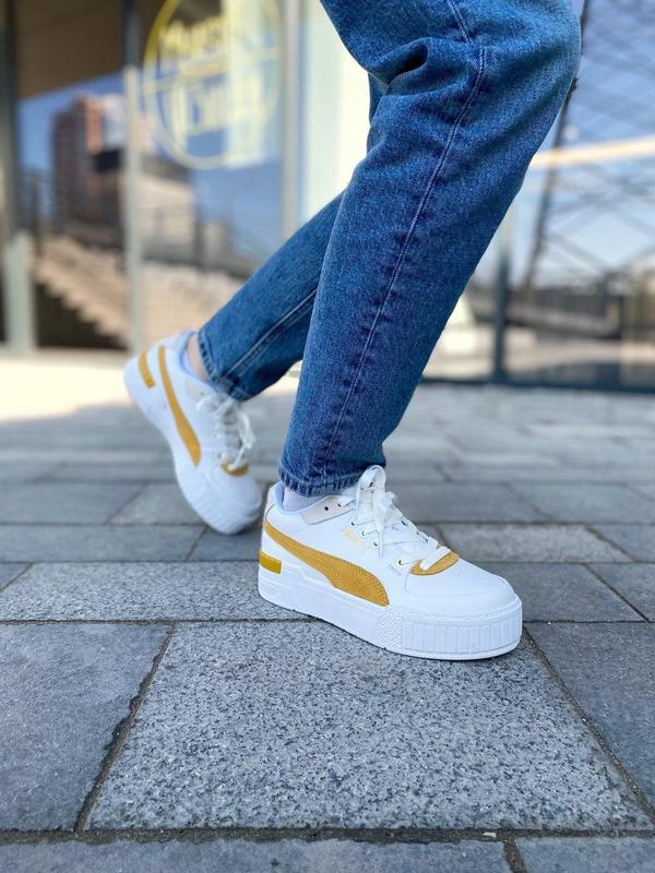 Puma cali sport heritage blaze yellow 1950 in pelle e cotone bianche di Fenty X Puma 159563332
