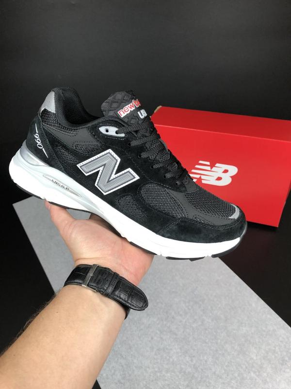 Чоловічі кросівки new balance 990 black white нью беланс чорного з ...
