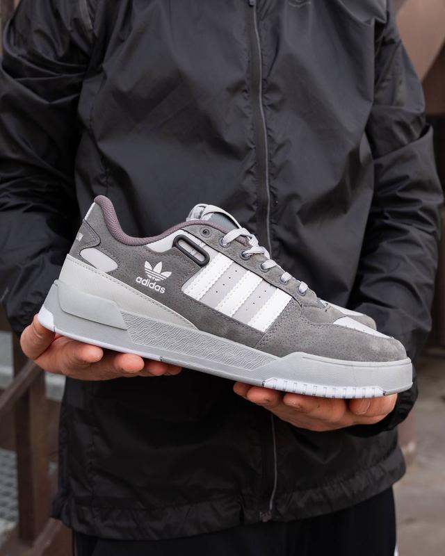 Мужские кроссовки адидас форум лоу серые / adidas forum low grey white ...