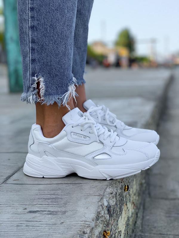 Adidas falcon womens all white best sale