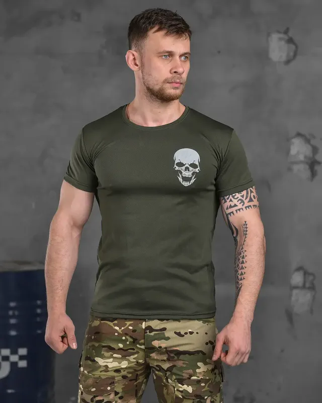 Тактическая потоотводящая футболка odin oilva skull — цена 499 грн в ...