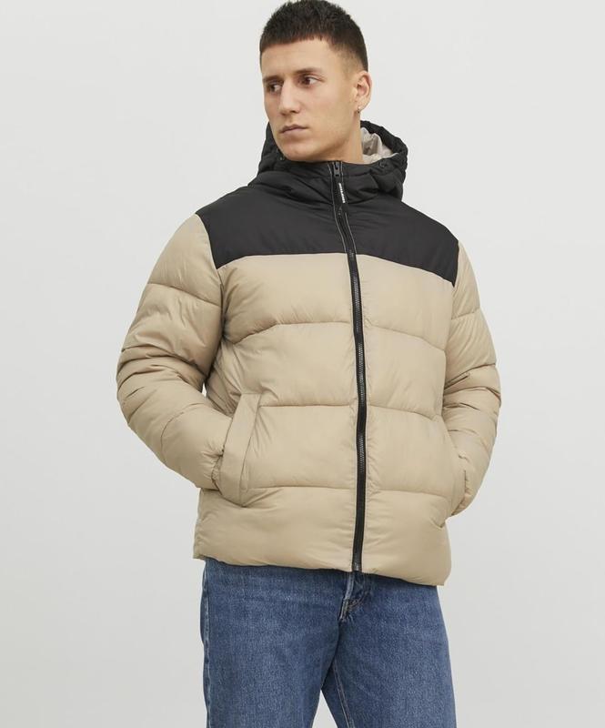 Куртка демісезонна чоловіча jack&jones бежева з чорним (12345677) (код ...