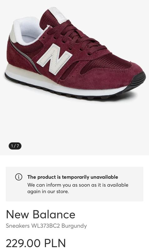 Кросівки new balance sneakers wl373bc2 burgundy для спорту бігу