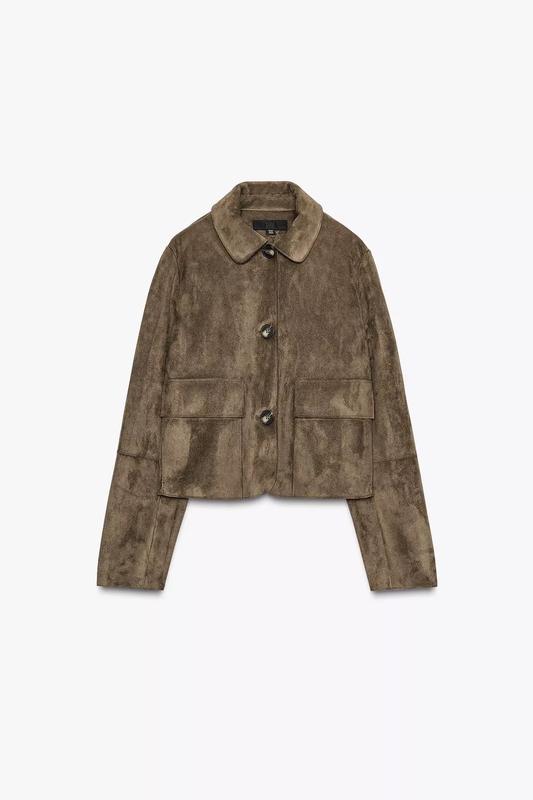 Замшева куртка жіноча хакі zara new — ціна 2650 грн у каталозі