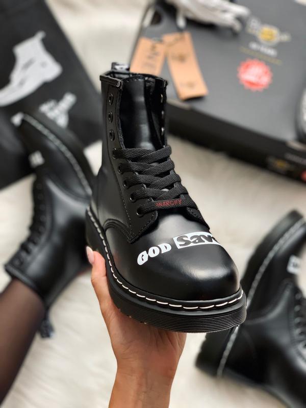 Ботинки dr. martens sex pistols black rolled smooth fur черевики