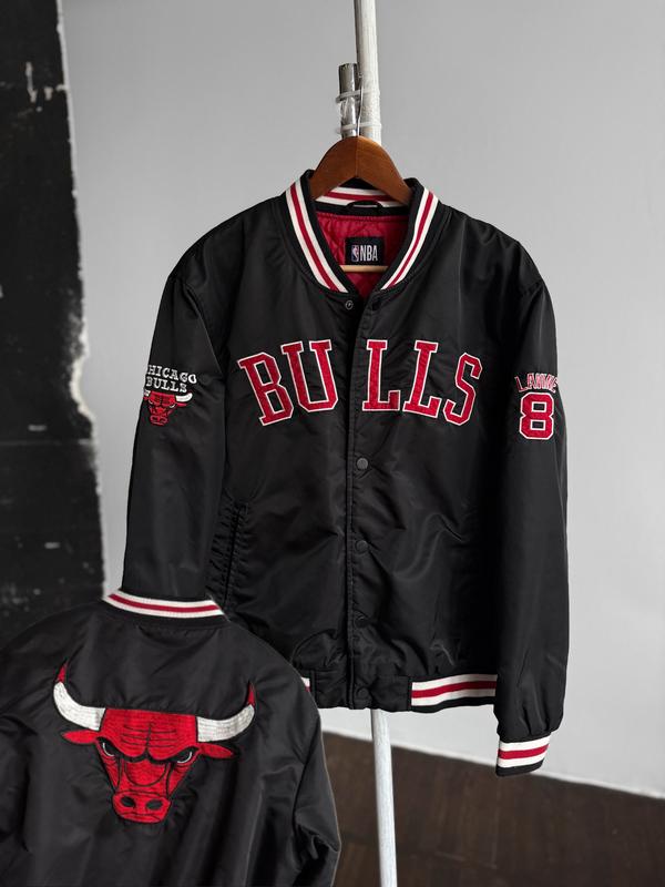 Mens bomber jacket nba chicago bulls 8 lavine big logo black чоловічий ...