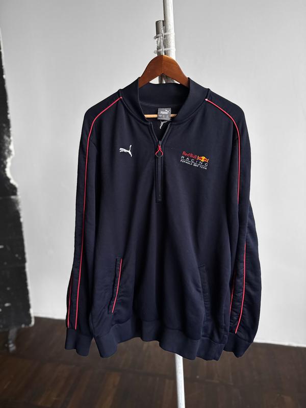 Puma mens navy blue red bull racing f1 team quarter 1/4 zip pullover ...