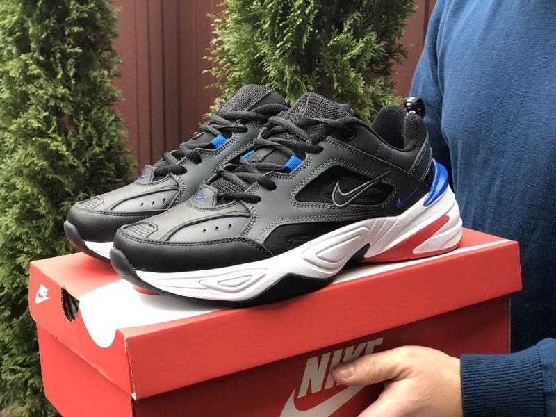 Nike m2k tekno мужские синие с черным демисезонные кожаные кроссовки🆕 ...