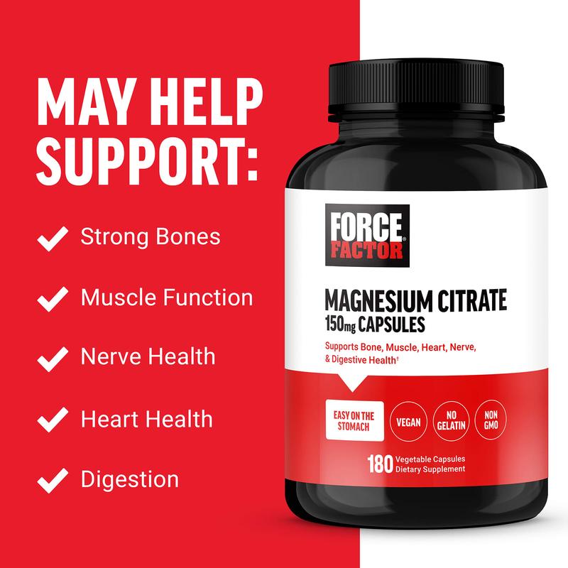 Цитрат магнію magnesium citrate force factor 150 мг 180 рослинних ...