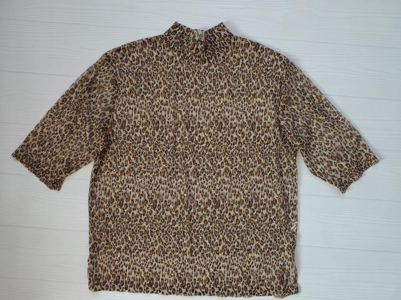 Леопардовая блузка сеточка 52-54р xl-xxl — цена 230 грн в каталоге