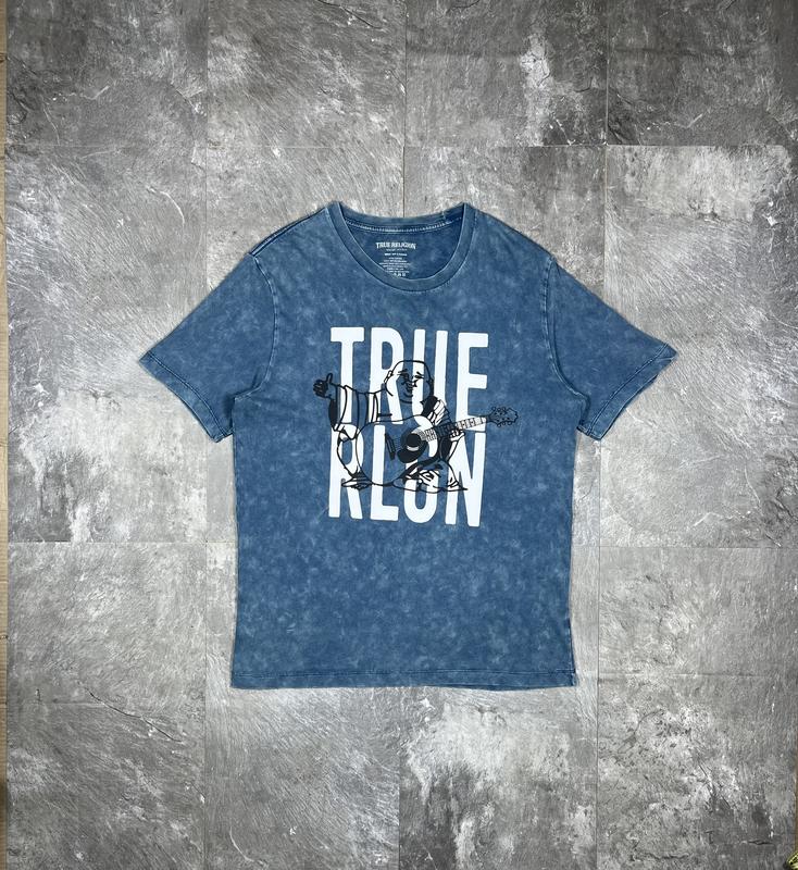 Чоловіча футболка true religion тру реліджн оригінал m синя з принтом ...