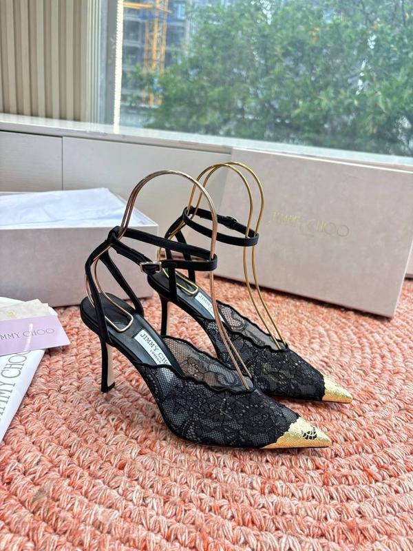 Жіночі шкіряні босоніжки туфлі з мереживом jimmy choo — купить в