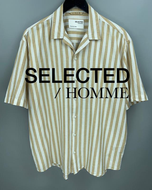 Selected / homme linen blend чоловіча сорочка з коротким рукавом у