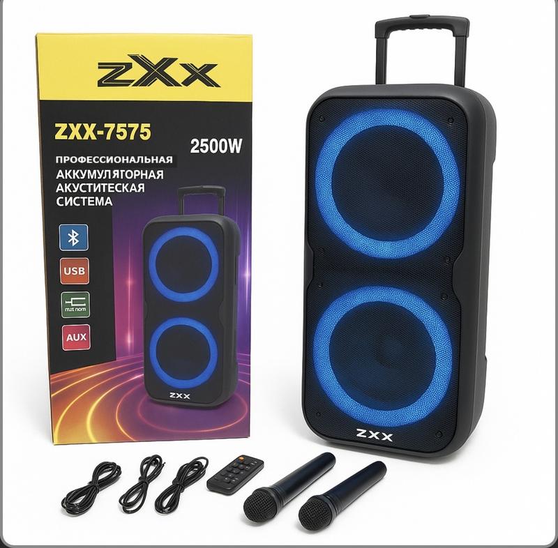 あっきー　2BOX Акустична переносна колонка zxx-7575 300 вт акумуляторна з