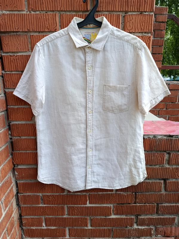 Льняная рубашка next organic linen с коротким рукавом — купить в