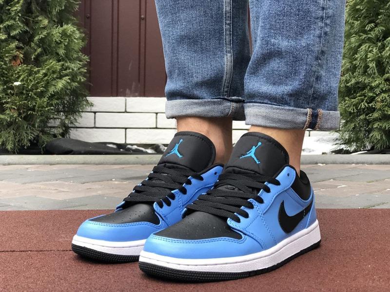 Кожаные синие стильные мужские кроссовки nike air jordan 1 low 🆕найк ...