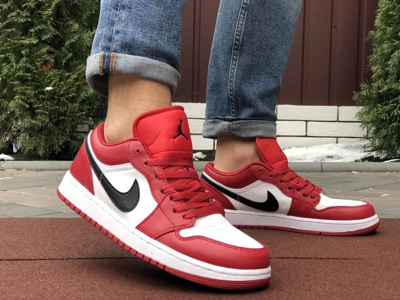 Кожаные красные стильные мужские кроссовки nike air jordan 1 low 🆕найк ...