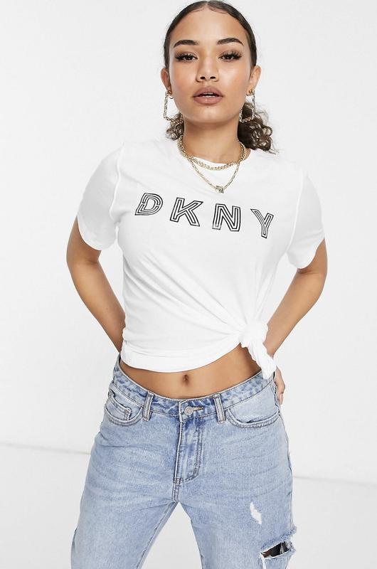 Классная брендовая белая футболка с логотипом dkny футболка donna karan ...