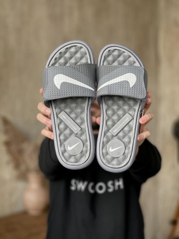 Сланцы мужские nike серые (найк, шлепки, шлепанцы, вьетнамки, тапочки ...