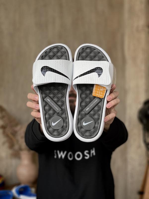 Сланцы мужские nike белые/черные (найк, шлепки, шлепанцы, вьетнамки ...