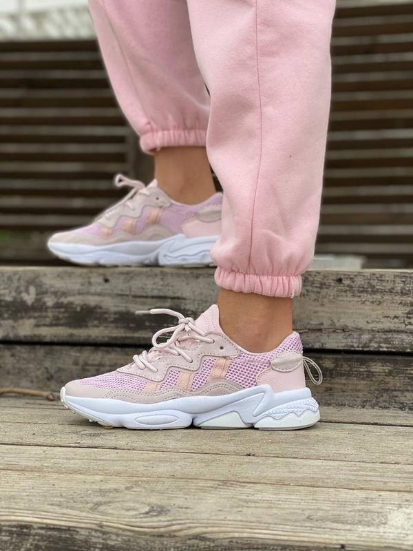 Кроссовки женские adidas ozweego розовые/белые (адидас озвиго, кросівки ...