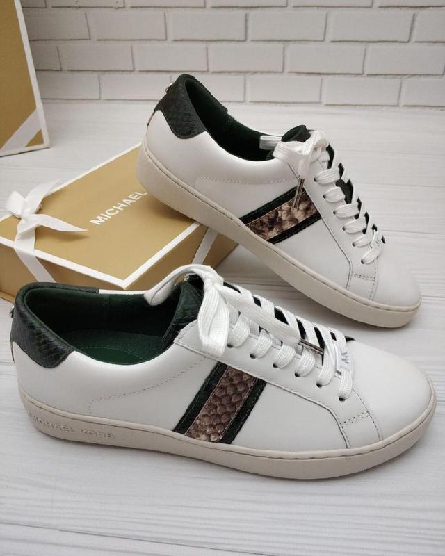 irving python embossed stripe leather sneaker