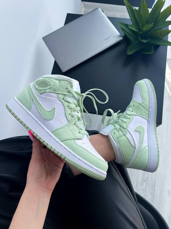 Кроссовки женские nike air jordan зеленые/белые (найк аир джордан ...