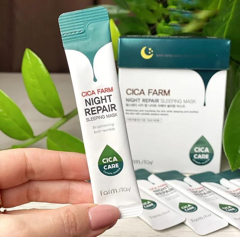 Маска ночная с центеллой азиатской Farmstay cica Farm Night Repair sleeping Mask, 4мл х 20шт. Night repair sleeping mask применение