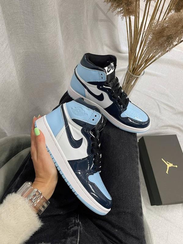 nike air jordan retro 1 high patent blue