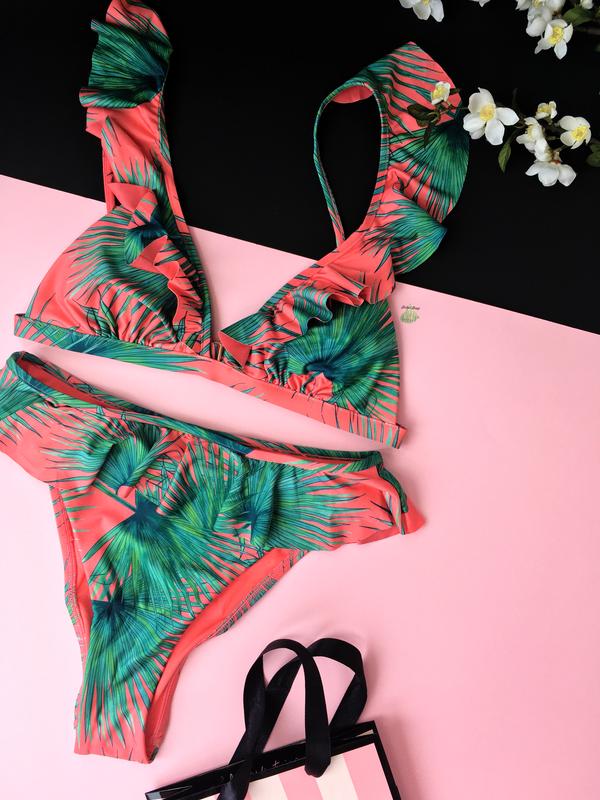 Яркий цветочный купальник с рюшами victoria's secret ruffle tropicana ...