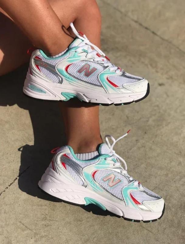 Женские кроссовки new balance 530 white silver mint red, нью беланс ...