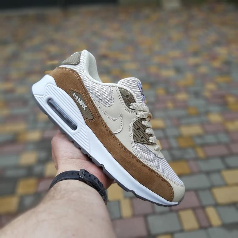 Мужские кроссовки nike air max 90 бежевые с коричневым / чоловічі ...