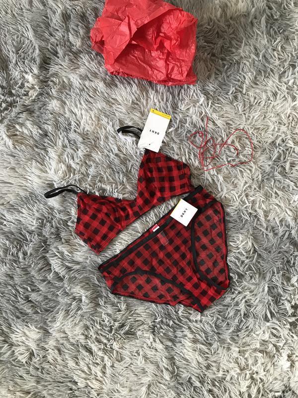 Комлект в сеточку бра лифчик и трусы в клетку прозрачные dkny размер хс ...