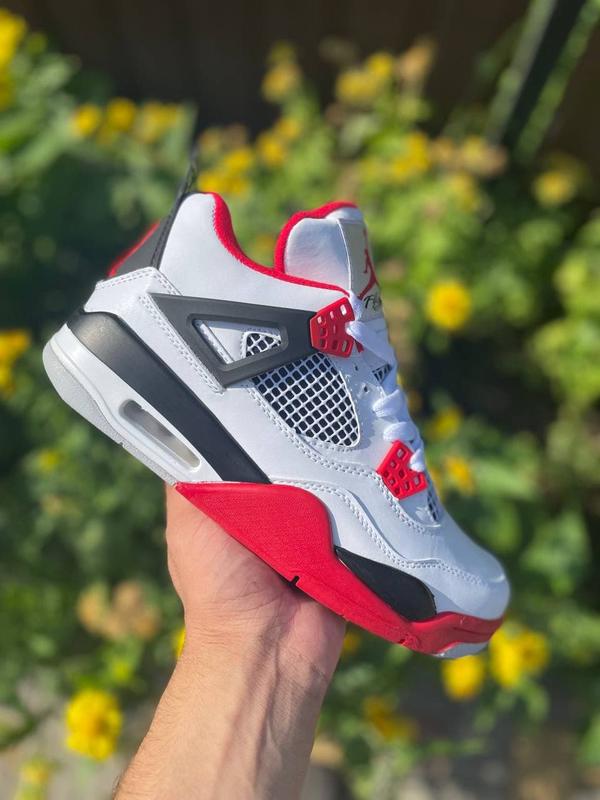 Шикарные мужские кроссовки nike air jordan 4 black red наложка — цена