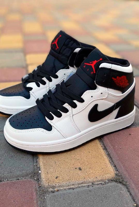Кроссовки мужские nike air jordan 1 белые черные / кросівки чоловічі ...