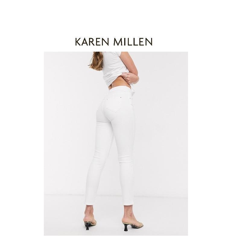 Karen millen белые джинсовые штаны брюки укороченные с молнией rundholz ...