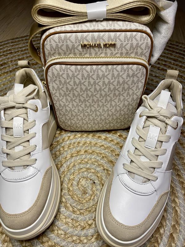 Michael kors felicia leather and canvas platform trainer 6000 74259629