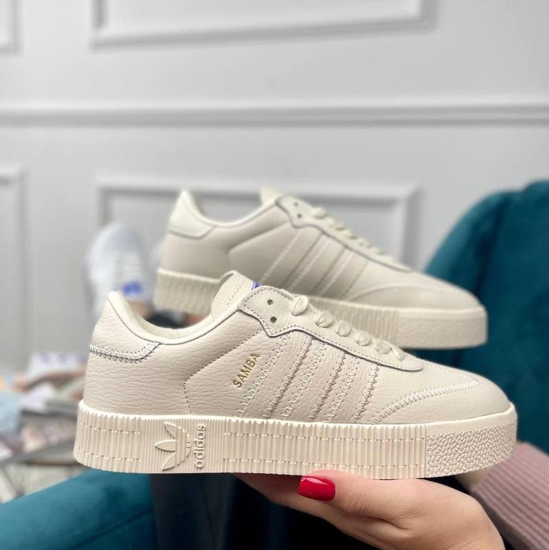 Кроссовки женские adidas sambarose бежевые (адидас самба роуз ...