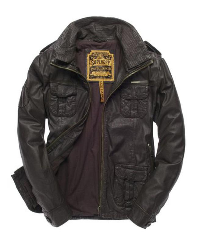 Мужская коричневая кожаная куртка superdry brad (Superdry) за 1970 грн. | Шафа